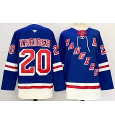 Men's New York Rangers #20 Chris Kreider Royal 2024-25 Home With A Stitched Hockey Jersey