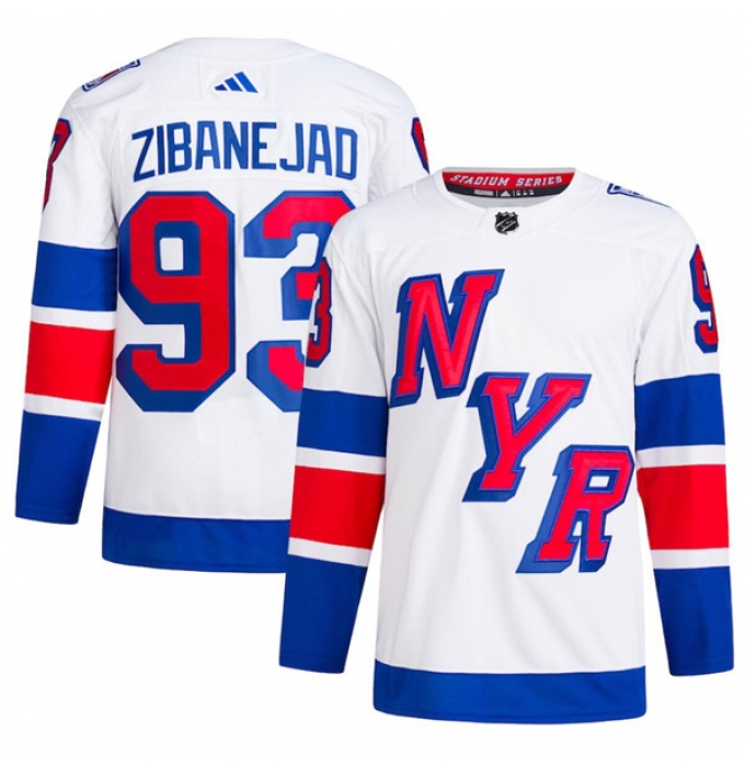Men's New York Rangers #93 Mika Zibanejad White 2024 Stadium Series Stitched Jersey