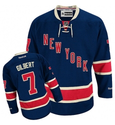 Men's Reebok New York Rangers #7 Rod Gilbert Authentic Navy Blue Third NHL Jersey