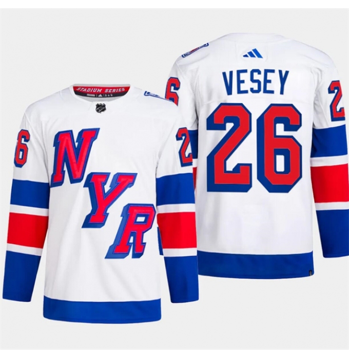 Men's New York Rangers #26 Jimmy Vesey White 2024 Stadium Series Stitched Jersey