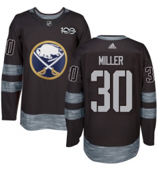 Men's Adidas Buffalo Sabres #30 Ryan Miller Premier Black 1917-2017 100th Anniversary NHL Jersey