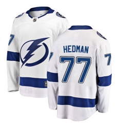 Youth Tampa Bay Lightning #77 Victor Hedman Fanatics Branded White Away Breakaway NHL Jersey