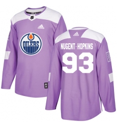 Youth Adidas Edmonton Oilers #93 Ryan Nugent-Hopkins Authentic Purple Fights Cancer Practice NHL Jersey
