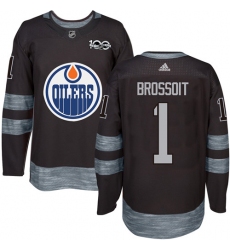 Men's Adidas Edmonton Oilers #1 Laurent Brossoit Authentic Black 1917-2017 100th Anniversary NHL Jersey