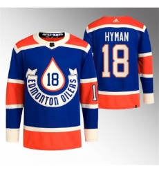 Men's Edmonton Oilers #18 Zach Hyman 2023 Royal Heritage Classic Primegreen Stitched Jersey