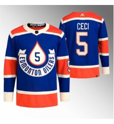 Men's Edmonton Oilers #5 Cody Ceci 2023 Royal Heritage Classic Primegreen Stitched Jersey