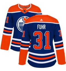 Women's Adidas Edmonton Oilers #31 Grant Fuhr Authentic Royal Blue Alternate NHL Jersey