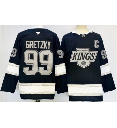 Men's Los Angeles Kings #99 Wayne Gretzky Black 2024-25 Home With C Stitched Hockey Jersey