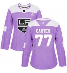 Women's Adidas Los Angeles Kings #77 Jeff Carter Authentic Purple Fights Cancer Practice NHL Jersey