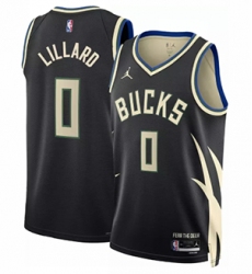 Nike Men's Milwaukee Bucks #0 Damian Lillard Black Statement Dri-FIT Swingman Jersey