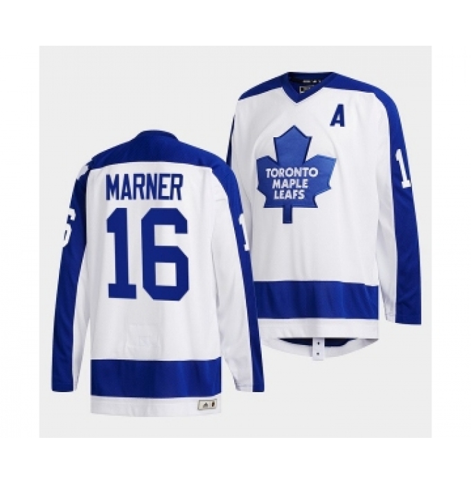 Men's Toronto Maple Leafs #16 Mitchell Marner White Classics Primary Logo Stitched Jersey