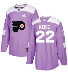Youth Adidas Philadelphia Flyers #22 Dale Weise Authentic Purple Fights Cancer Practice NHL Jersey