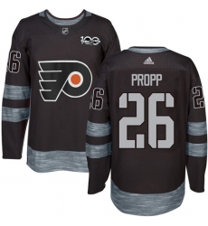Men's Adidas Philadelphia Flyers #26 Brian Propp Authentic Black 1917-2017 100th Anniversary NHL Jersey