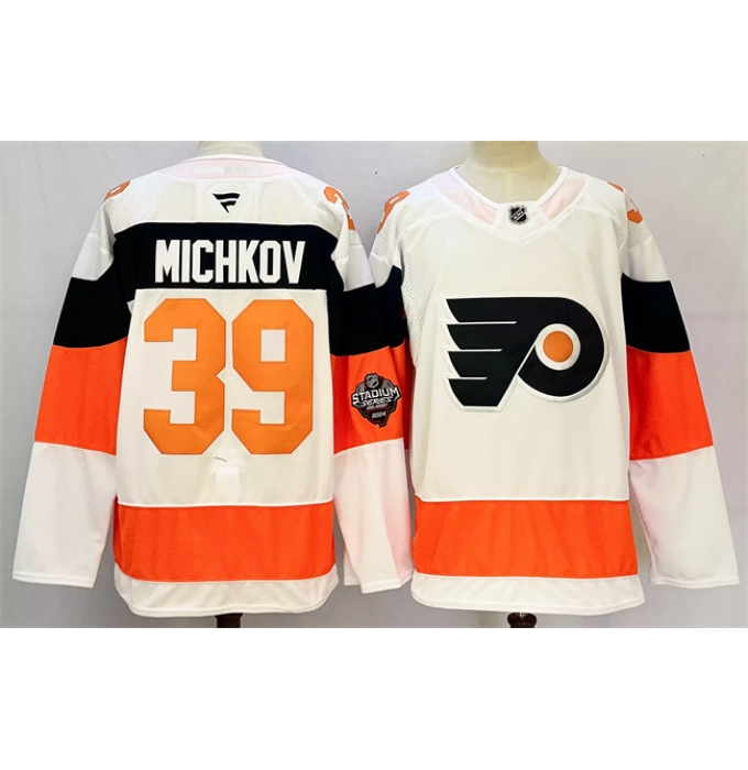 Men's Philadelphia Flyers #39 Matvei Michkov White 2024-25 With A Stitched Jersey