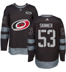 Men's Adidas Carolina Hurricanes #53 Jeff Skinner Authentic Black 1917-2017 100th Anniversary NHL Jersey