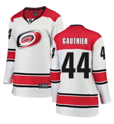Women's Carolina Hurricanes #44 Julien Gauthier Authentic White Away Fanatics Branded Breakaway NHL Jersey