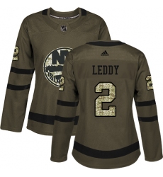 Women's Adidas New York Islanders #2 Nick Leddy Authentic Green Salute to Service NHL Jersey