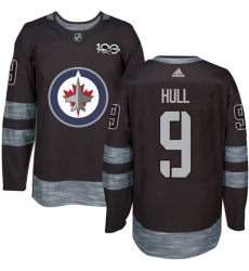 Men's Adidas Winnipeg Jets #9 Bobby Hull Premier Black 1917-2017 100th Anniversary NHL Jersey