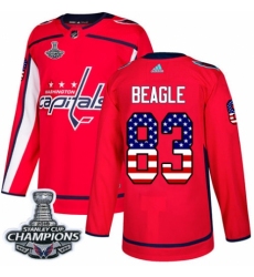 Youth Adidas Washington Capitals #83 Jay Beagle Authentic Red USA Flag Fashion 2018 Stanley Cup Final Champions NHL Jersey