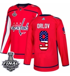 Youth Adidas Washington Capitals #9 Dmitry Orlov Authentic Red USA Flag Fashion 2018 Stanley Cup Final NHL Jersey