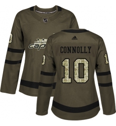 Women's Adidas Washington Capitals #10 Brett Connolly Authentic Green Salute to Service NHL Jersey