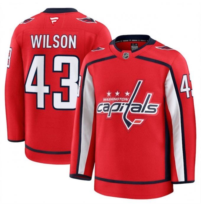 Men's Washington Capitals #43 Tom Wilson Red 2024-25 Home Stitched Hockey Jersey