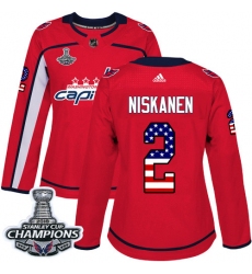 Women's Adidas Washington Capitals #2 Matt Niskanen Authentic Red USA Flag Fashion NHL Jersey
