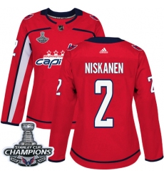 Women's Adidas Washington Capitals #2 Matt Niskanen Authentic White Pink Fashion 2018 Stanley Cup Final Champions NHL Jersey