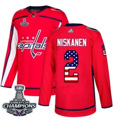 Youth Adidas Washington Capitals #2 Matt Niskanen Authentic Red USA Flag Fashion 2018 Stanley Cup Final Champions NHL Jersey