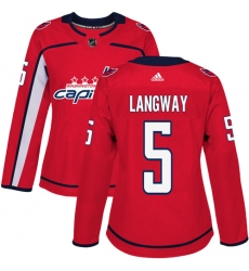 Women's Adidas Washington Capitals #5 Rod Langway Premier Red Home NHL Jersey