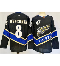 Men's Washington Capitals #8 Alexander Ovechkin Black 2024-25 C Home Stitched Hockey Jersey