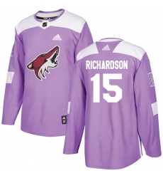 Men's Adidas Arizona Coyotes #15 Brad Richardson Authentic Purple Fights Cancer Practice NHL Jersey