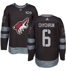 Men's Adidas Arizona Coyotes #6 Jakob Chychrun Premier Black 1917-2017 100th Anniversary NHL Jersey