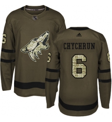 Men's Adidas Arizona Coyotes #6 Jakob Chychrun Premier Green Salute to Service NHL Jersey