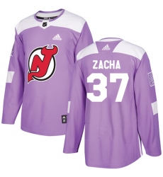 Men's Adidas New Jersey Devils #37 Pavel Zacha Authentic Purple Fights Cancer Practice NHL Jersey