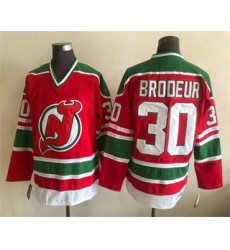 Men's New Jersey Devils #30 Martin Brodeur Red Green Jersey