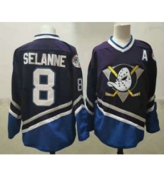 Men's Anaheim Ducks #8 Teemu Selanne 1995-96 Purple CCM Vintage Throwback Jersey