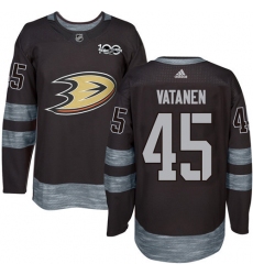 Men's Adidas Anaheim Ducks #45 Sami Vatanen Premier Black 1917-2017 100th Anniversary NHL Jersey