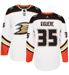 Youth Adidas Anaheim Ducks #35 Jean-Sebastien Giguere Authentic White Away NHL Jersey