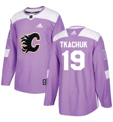Men's Adidas Calgary Flames #19 Matthew Tkachuk Authentic Purple Fights Cancer Practice NHL Jersey