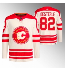 Men's Calgary Flames #82 Jordan Oesterle 2023 Cream Heritage Classic Primegreen Stitched Jersey