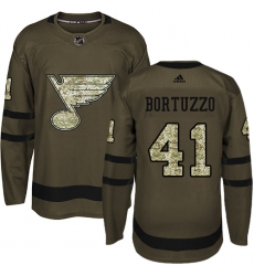 Youth Adidas St. Louis Blues #41 Robert Bortuzzo Premier Green Salute to Service NHL Jersey