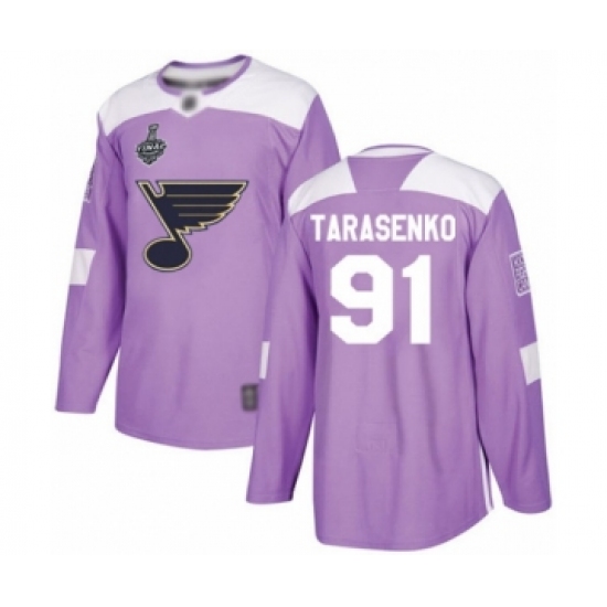 Men's St. Louis Blues #91 Vladimir Tarasenko Authentic Purple Fights Cancer Practice 2019 ...