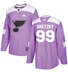 Youth Adidas St. Louis Blues #99 Wayne Gretzky Authentic Purple Fights Cancer Practice NHL Jersey