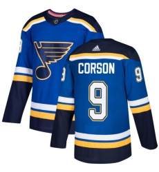 Youth Adidas St. Louis Blues #9 Shayne Corson Authentic Royal Blue Home NHL Jersey