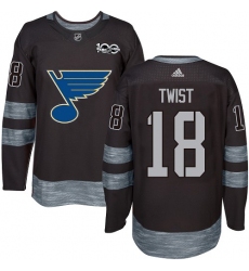 Men's Adidas St. Louis Blues #18 Tony Twist Authentic Black 1917-2017 100th Anniversary NHL Jersey