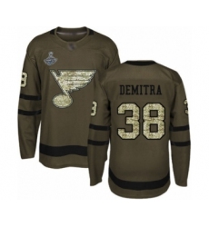 Youth St. Louis Blues #38 Pavol Demitra Authentic Green Salute to Service 2019 Stanley Cup Champions Hockey Jersey
