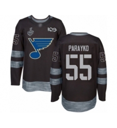 Men's St. Louis Blues #55 Colton Parayko Authentic Black 1917-2017 100th Anniversary 2019 Stanley Cup Final Bound Hockey Jersey