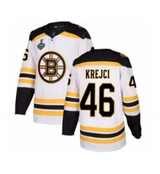 Youth Boston Bruins #46 David Krejci Authentic White Away 2019 Stanley Cup Final Bound Hockey Jersey