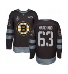 Men's Boston Bruins #63 Brad Marchand Authentic Black 1917-2017 100th Anniversary 2019 Stanley Cup Final Bound Hockey Jersey